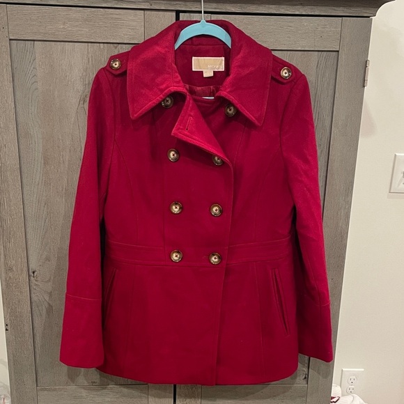MICHAEL Michael Kors Jackets & Blazers - MICHAEL Michael Kors Vibrant Red Pea Coat